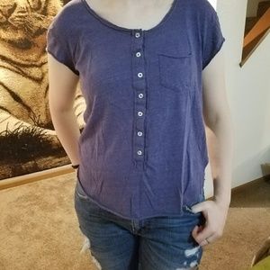 Blue button top